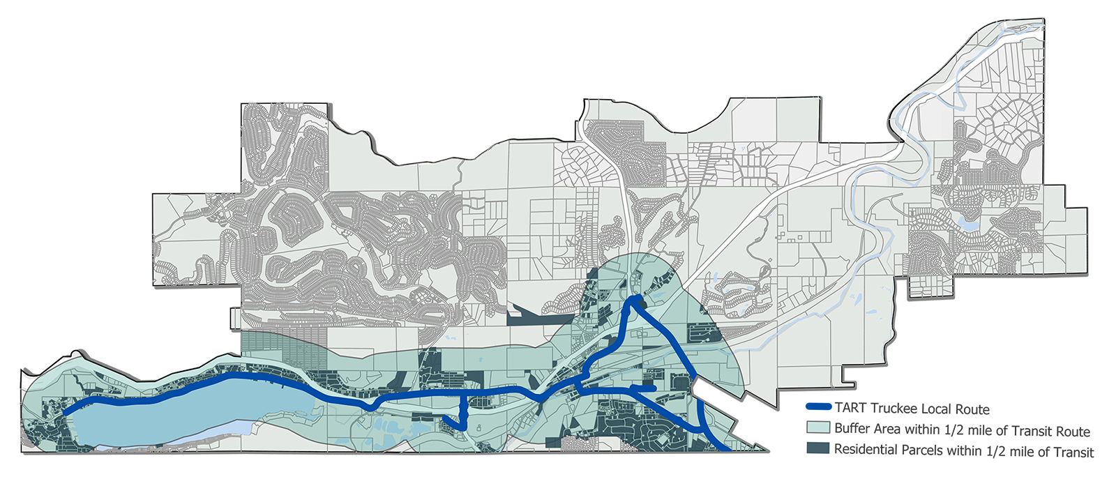 Number of housing units within ½ mile of transit