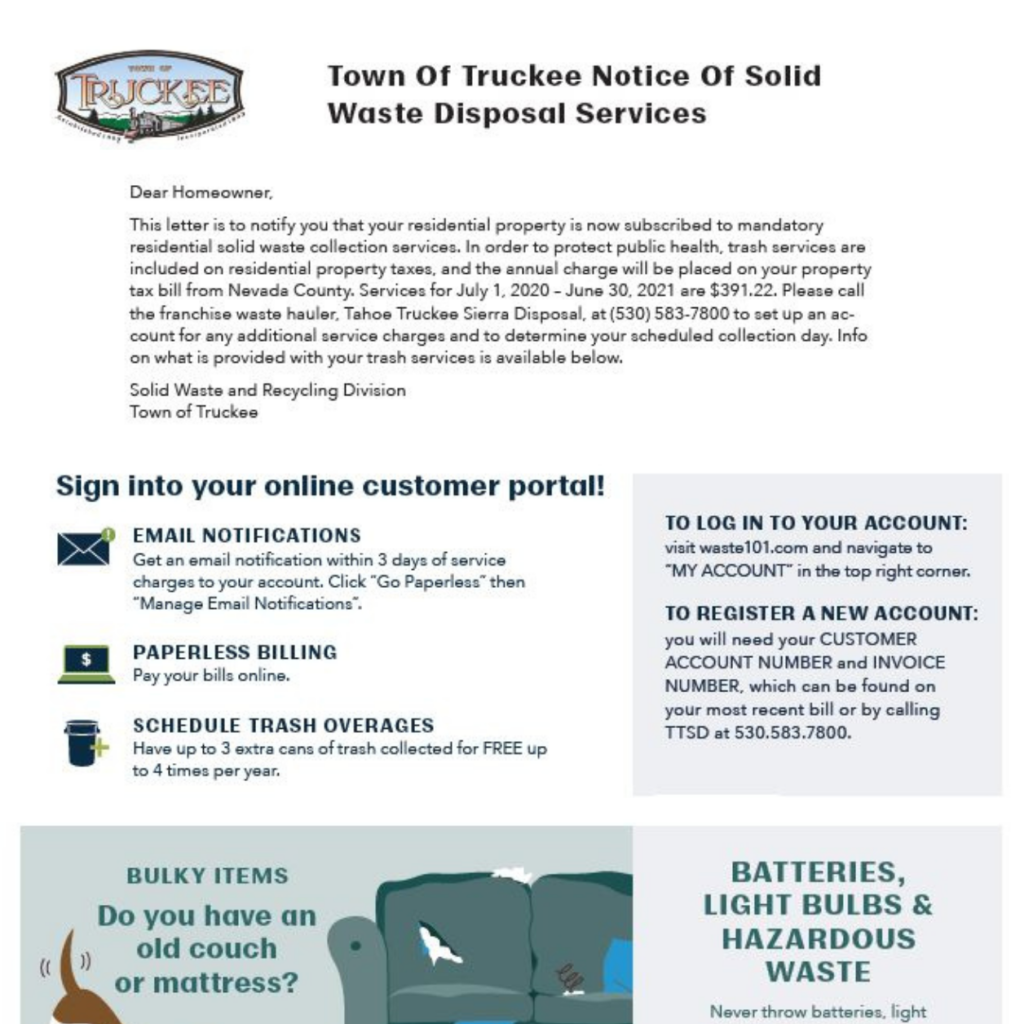 Town of Truckee Notice of Solid Waste Disposal Services