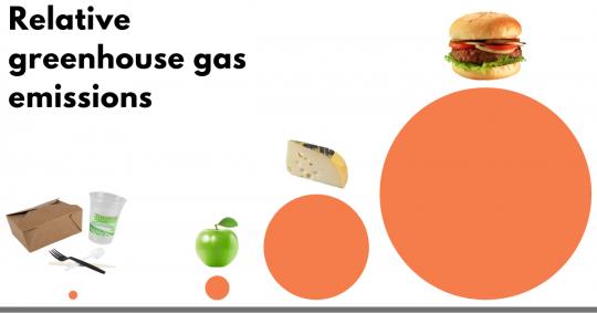 graph of greenhouse gas impact per food item