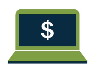 computer with a dollar sign on screen