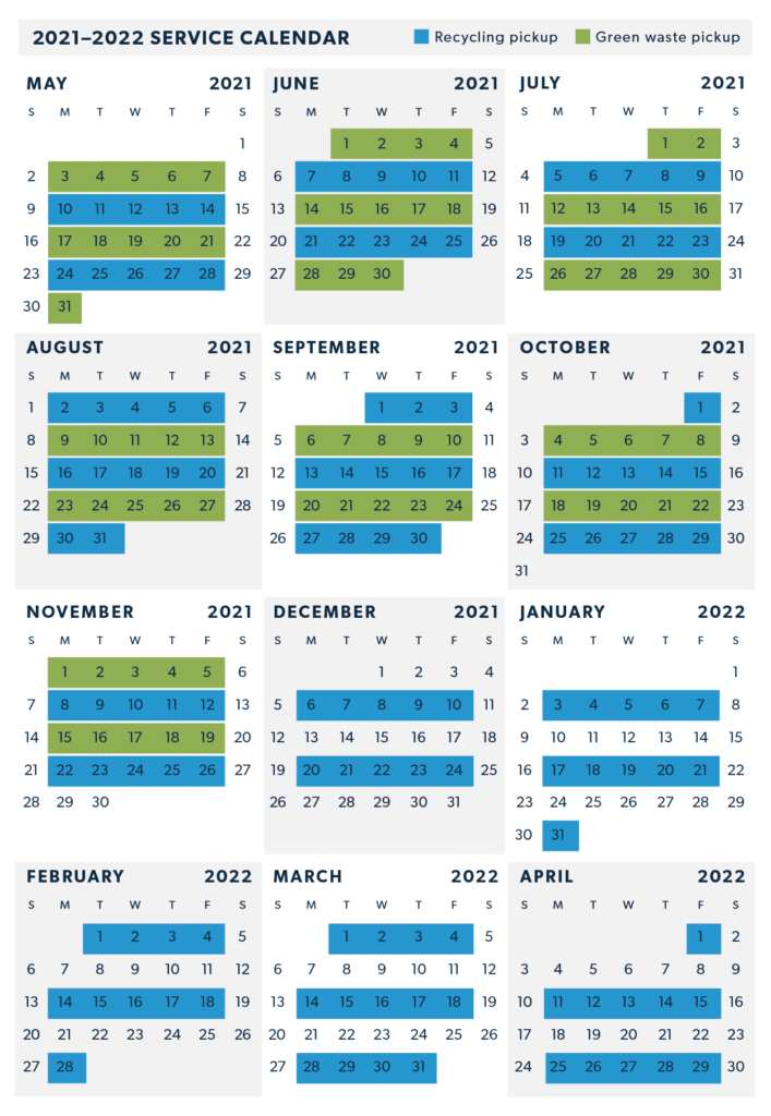 Recycling Service Calendar Keep Truckee Green