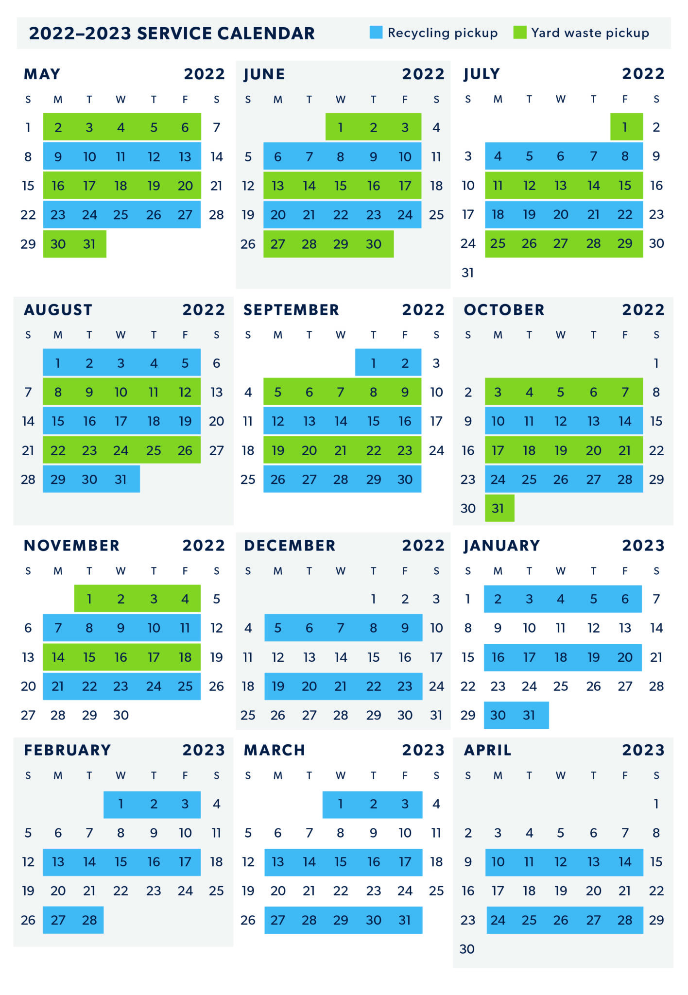 Eht Recycling Schedule 2022