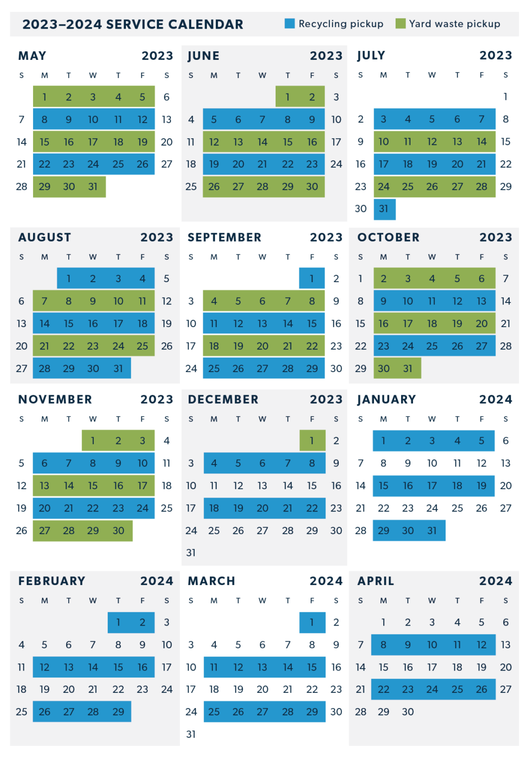 Recycling Service Calendar Keep Truckee Green