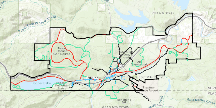 map of town of truckee bike paths