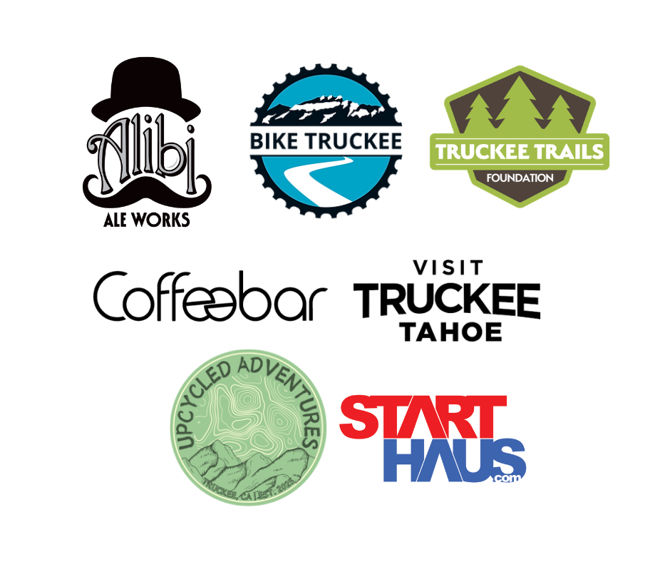 logos for Alibi Ale Works, Bike Truckee, Truckee Trails Foundation, Coffeebar, Visit Truckee Tahoe, Upcycled Adventures, and Start Haus