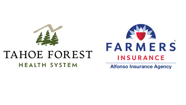 Logos for Tahoe Forest Health System and Farmers Insurance, Alfonso Insurance Agency
