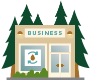 graphic of a store front with a used oil symbol in the window